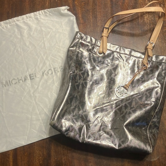 Michael Kors Handbags - Michael Kors Metallic Mirror PVC and Leather Tote